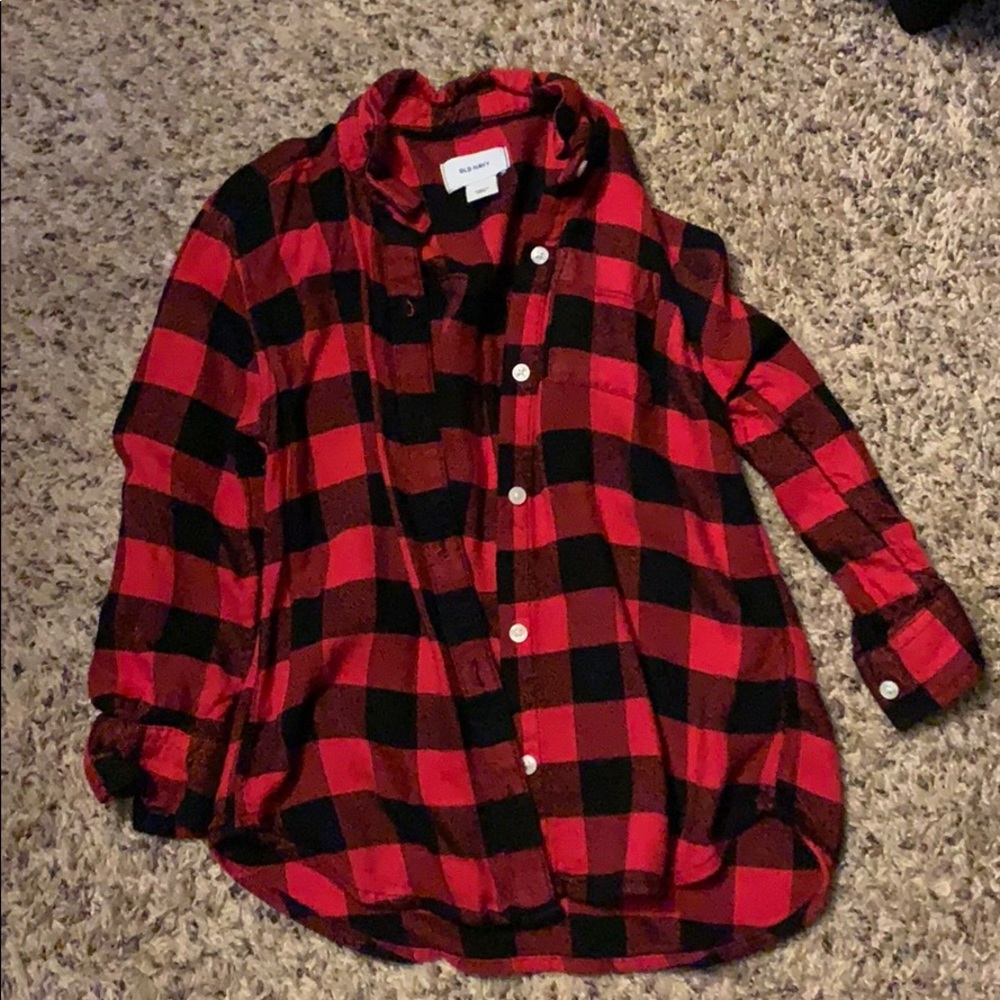 Old Navy girl buffalo plaid button down